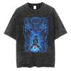 Harajuku Streetwear Vintage TShirt Japanese Anime Naruto Oversize T Shirt Washed Black Tshirt Men Summer Cotton Top Tees