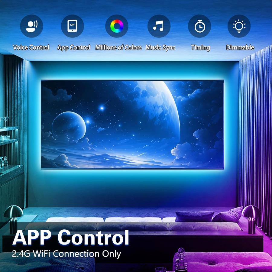 16.4ft Smart LED Strip Lights WiFi LED Lights Strip Work with Alexa and Google Assistant RGB 16 Million Colors with App Control