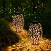 Xidajie Metal Retro Hanging Solar Lights, 2Pack Solar Lanterns With Hollow Patte