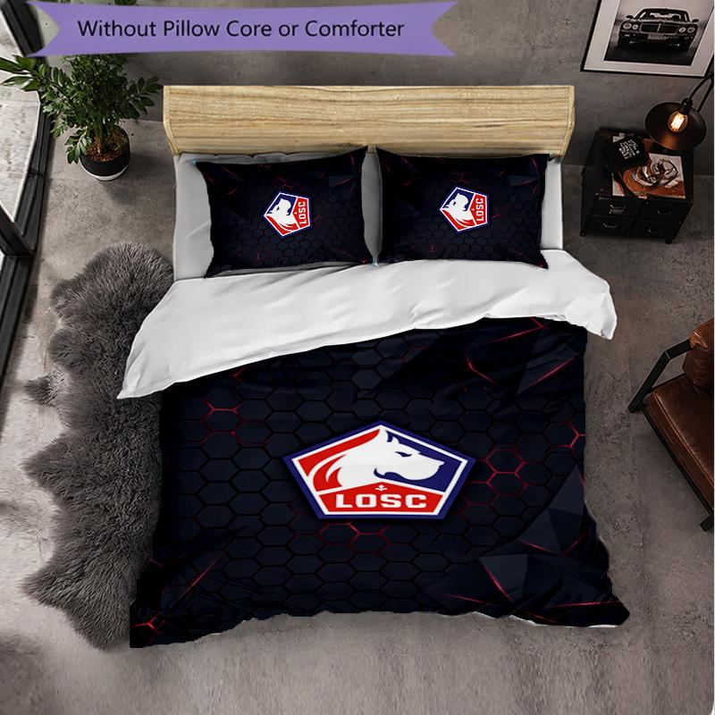 LOSC Lille FC Bettwäsche-Set 3-teilig Bettbezug-Set Dekorative Bettwäsche für Jugendzimmer Heimdekoration