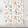 Cartoon Safari Animal Curtains Rod Pocket Woodland Wildlife Jungle Colorful Bedroom Window Drapes Nursery Kid Toddler Printed