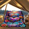 1pc Heart Love Flowers Butterfly Outdoor Flannel Blanket Soft All Season Polyester Throw , Perfect for Picnics & Travel , Picnic Accessory