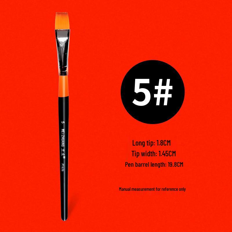Nylon Bristle Flat Head Brush for Gouache, Watercolor, Acrylic, and Oil Painting