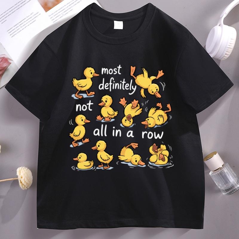 Funny Ducks Not All in A Row Graphic T Shirts Mental Health Cute Duck T Shirt Animal Trendy Short Sleeve Round Neck Tshirts Tops