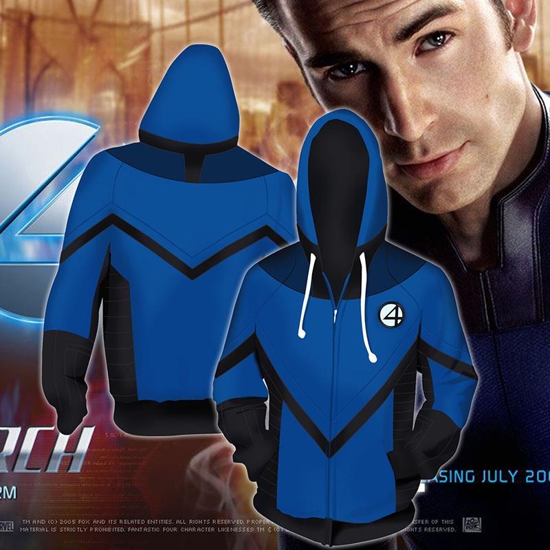 Zip Fantastic Four Hoodie Sweatshirt Sweater Unisex Cosplay Costume Coat Tops