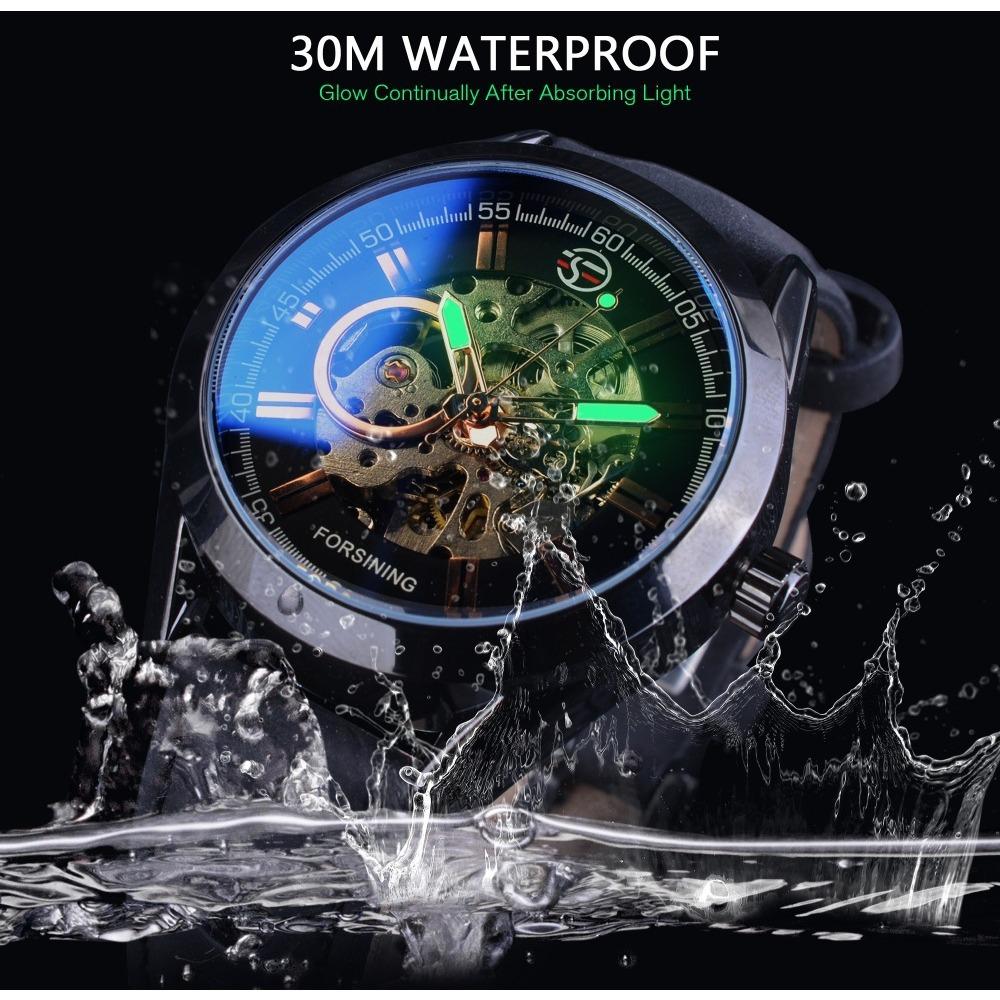 Forsining Stil Herrenmode Casual Hohl Mechanische Bewegung Wasserdicht Automatische Mechanische Uhr GMT1019-10-A