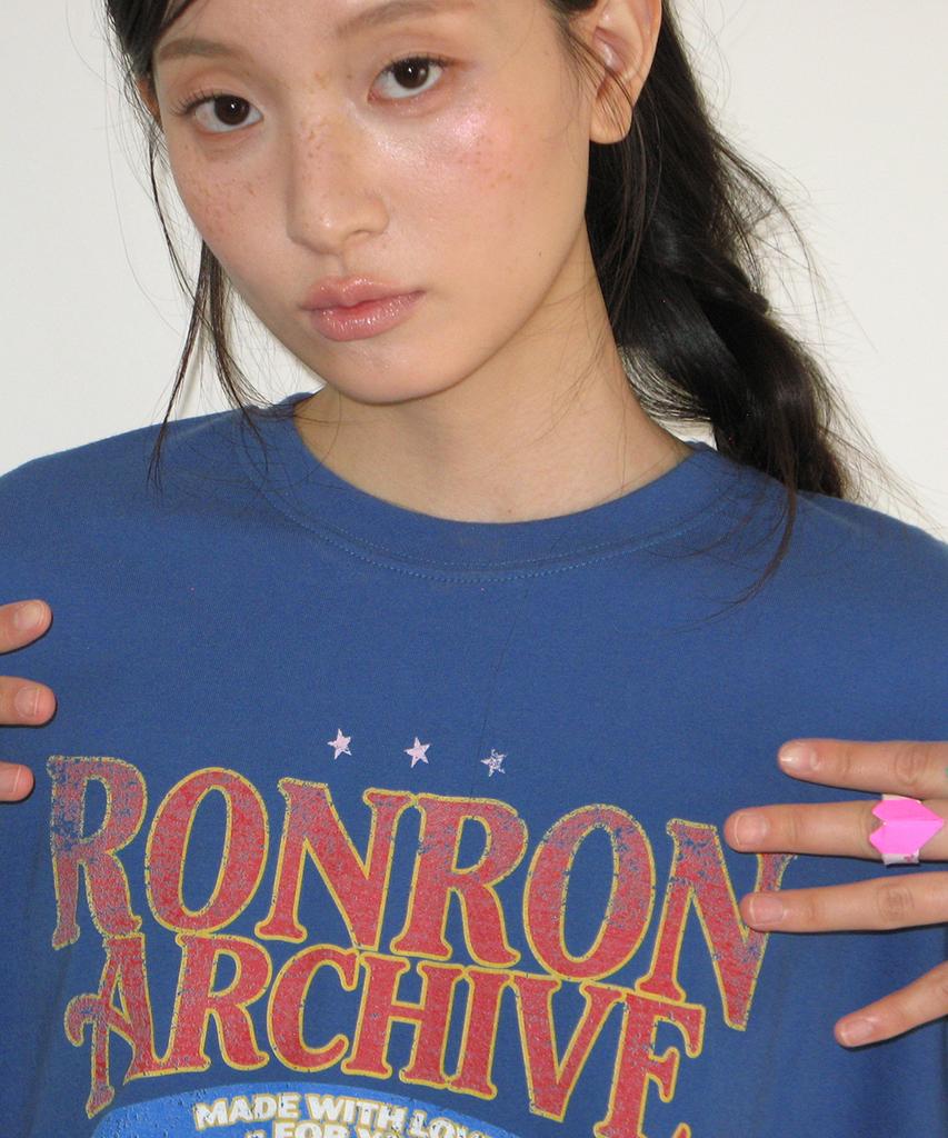 RONRON Rose Rrac Over Fit T Shirt Vintage Blue