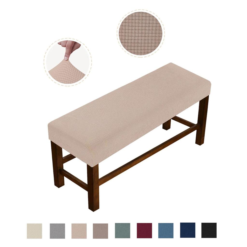1 Set Solid Colour Pineapple Checkered Home Fabric Bench Cover Non-Slip Full Wrap Elastic Bench Cover Bench Cover