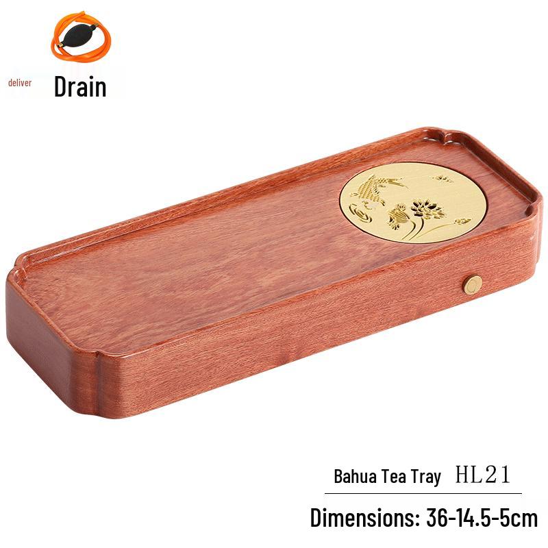 Walnut Chinese Style Solid Wood Tea Tray for Gongfu Tea Ceremony - Compact Water Storage for Home or Office Use