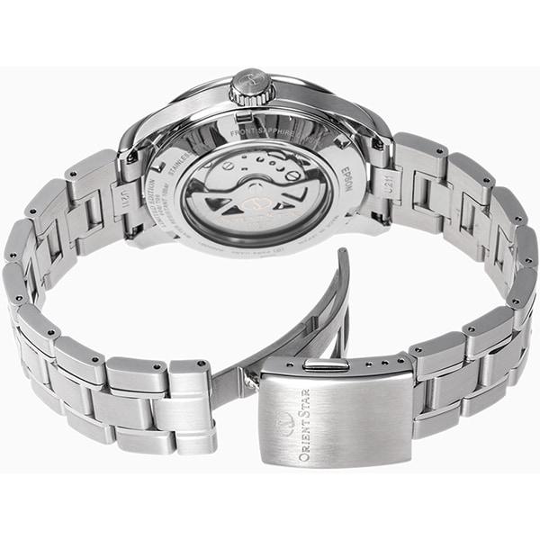 Orient RK-AT0019L (Contemporary Semi-Skeleton Moving Blue Men's Metal Limited) Round Watch Silver