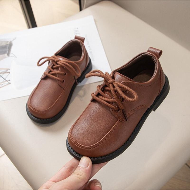 Boys Leather School Shoes  Spring Autumn Children Uniform Flat Shoes Formal Black Versatile Kids Causal  Dress Shoes