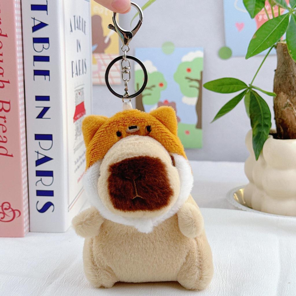 Capybara Plush Toy Keychain – Cute Stuffed Animal Backpack Clip