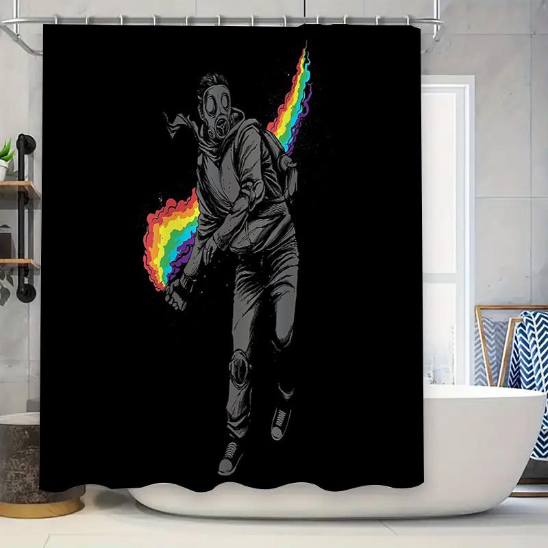 Gothic Horror Shower Curtain Halloween Spooky Skull Vaporwave Grunge Eboy Aesthetic Room Decor Dark Academia Vaporwave Wall Art W60H190(CM)-1 Pcs