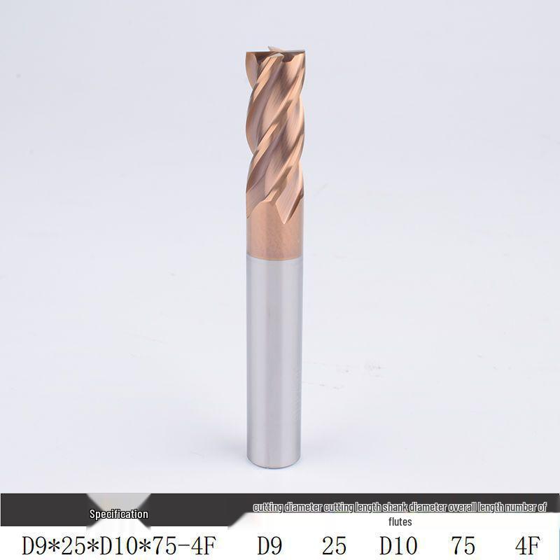 55° Tungsten Steel 4-Flute End Mill, Hard Alloy Coated, CNC Flat Bottom Tool