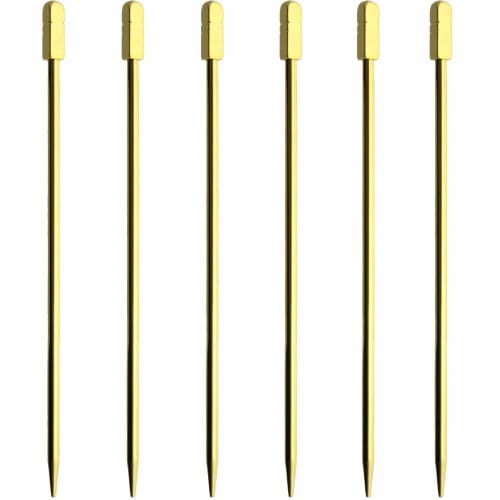 Nagao Pinchos Picks, Hors d'oeuvre Pins, Square Sticks, Set of 6, Gold, Made in Japan