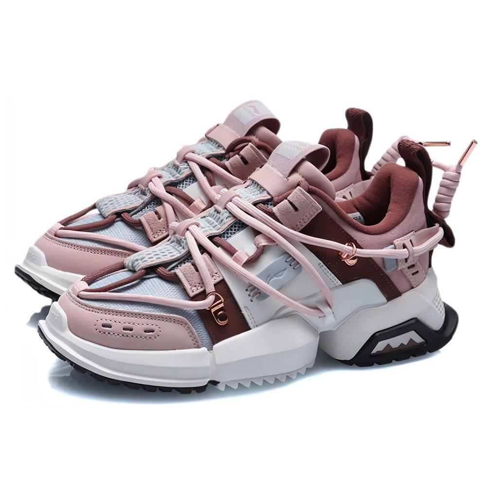 Li Ning Pangu, Cherry Blossom Abrasion Resistant Breathable Low top Casual Shoes Women's Rose Umber AGLQ182-2