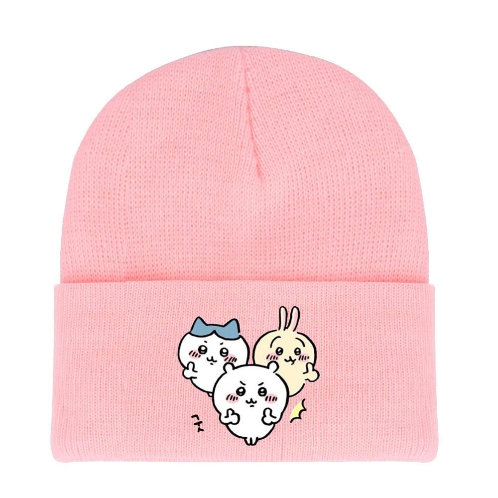 Usagi Chiikawa Round Top Dopamine Print Knit Hat For Animation Enthusiasts