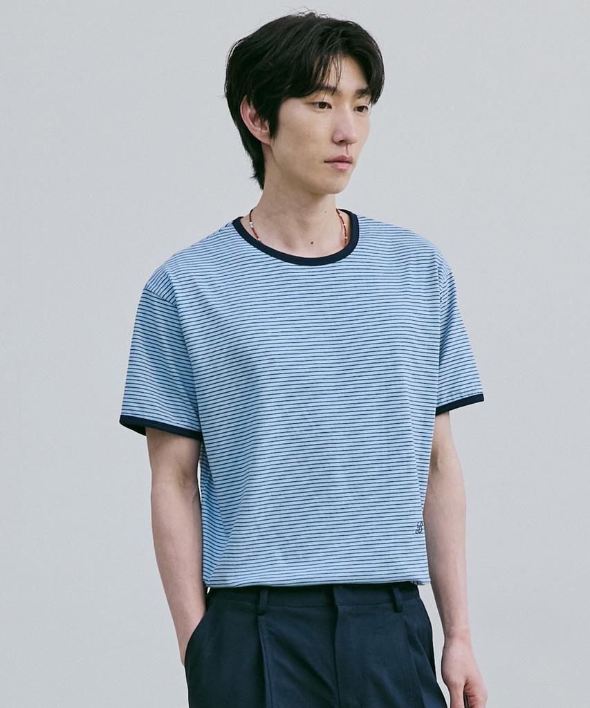Beleudeunua Fine Stripe Ringer Tee (Blue)