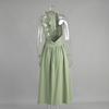 Women's 100% Cotton Long Maxi Dress  Spring Summer V-Neck Tie Waist Flowy A-Line Dress for Women European American Style