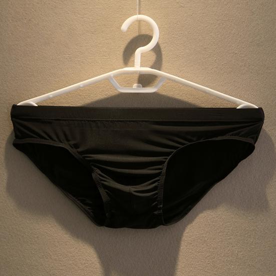 Men Briefs Ice Silk Low Waist Solid Color Ultra Thin Seamless Quick Dry Underpants Panties Underwear for Daily Wear