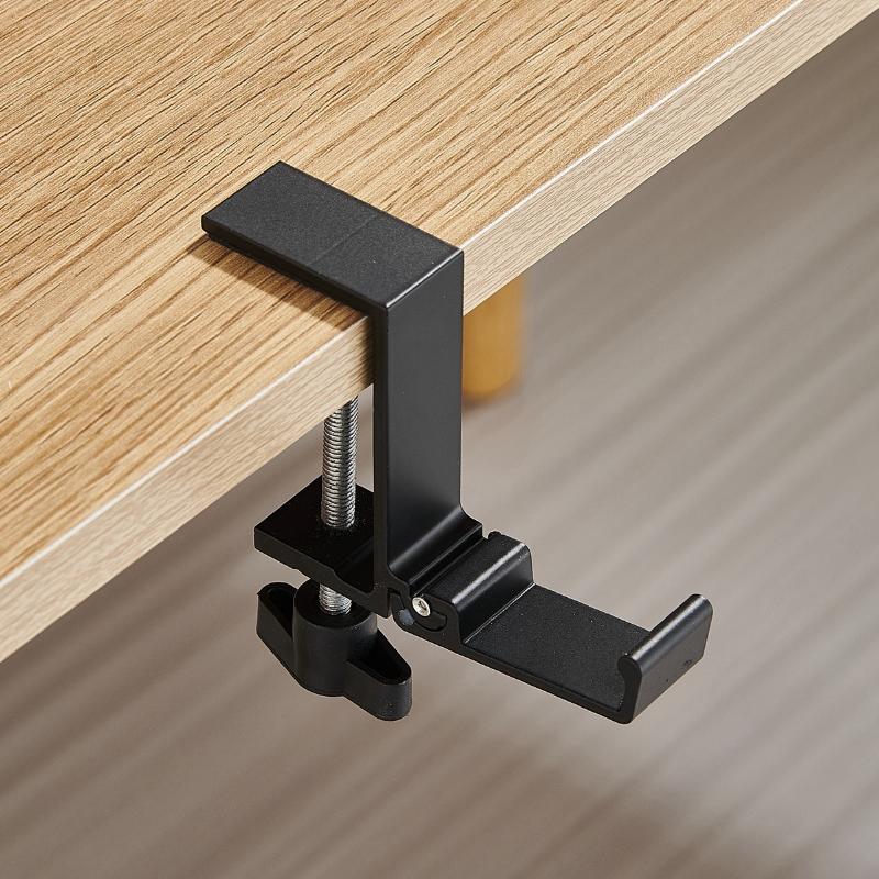 1Pcs Table Edge Double Hook Punch-Free Hanging Bag Hook Adjustable Desk Hanger Backpack Storage Hanging Hooks Holder