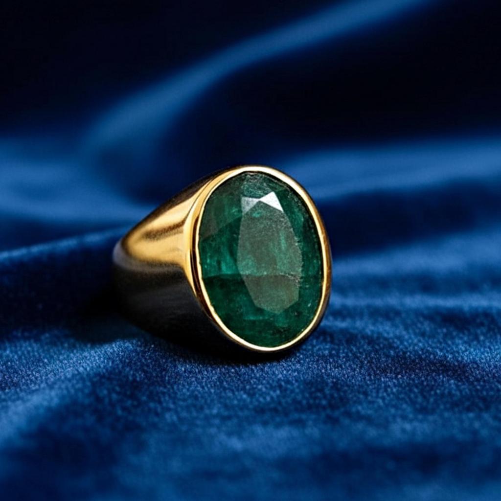 Natürlicher grüner Smaragdring, 925 massives Sterlingsilber, 22 Karat Gold gefüllt, Herren Siegelring, Reiner Kupferring