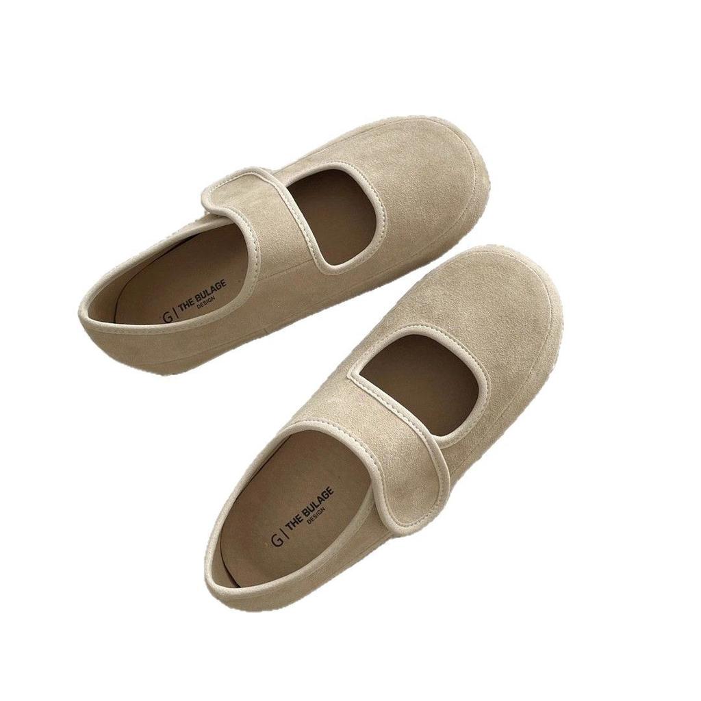 Leather Platform Velcro Doudou Shoes Women's 2025 Spring New Mary Jane Single Shoes Shallow Mouth Comfortable Versatile Women's Shoes
