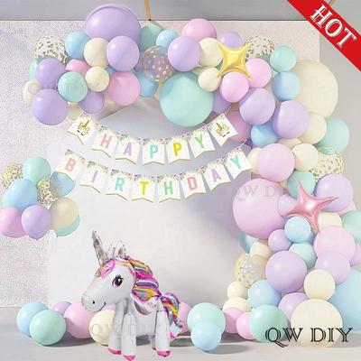 Guirlande de ballons en latex avec confettis et licorne pour anniversaire, décorations de fête pour garçons et filles, baby shower, arche de ballons pour enfants