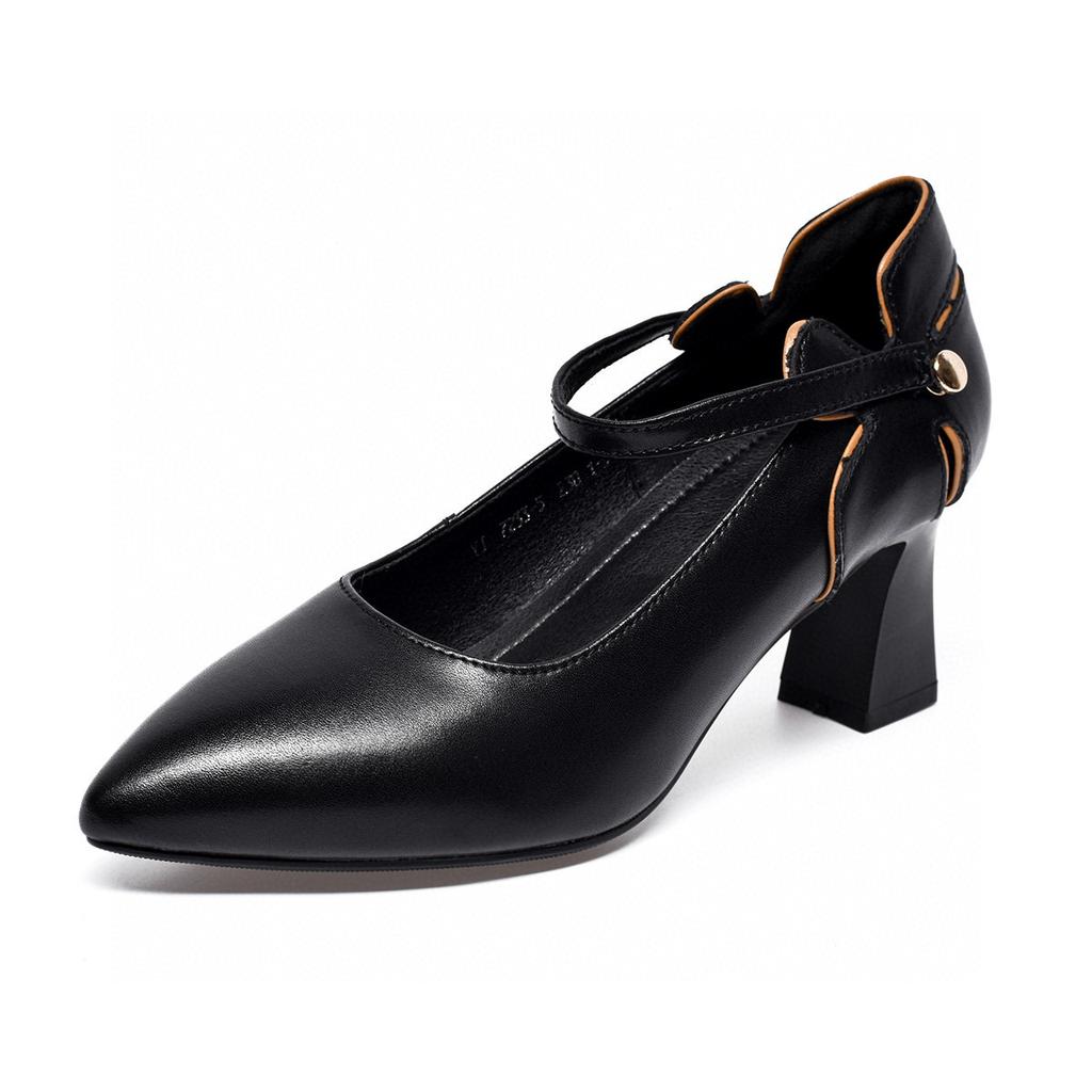 Pointed high heels women's spring new one-word with flowers shallow mouth fashion shoes simple temperament women's work shoes