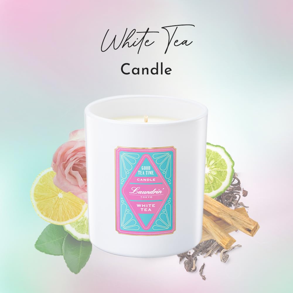 Landrin Aroma Candle White Tea Scent 180g Gift Present Approximately 36 Hours Paraffin Free 100% Vegetable-based,