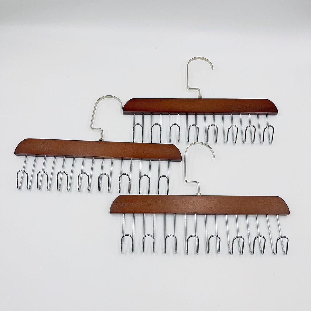 Douyin Multifunctional Tie & Camisole Hanger with 8 Solid Wood Hooks