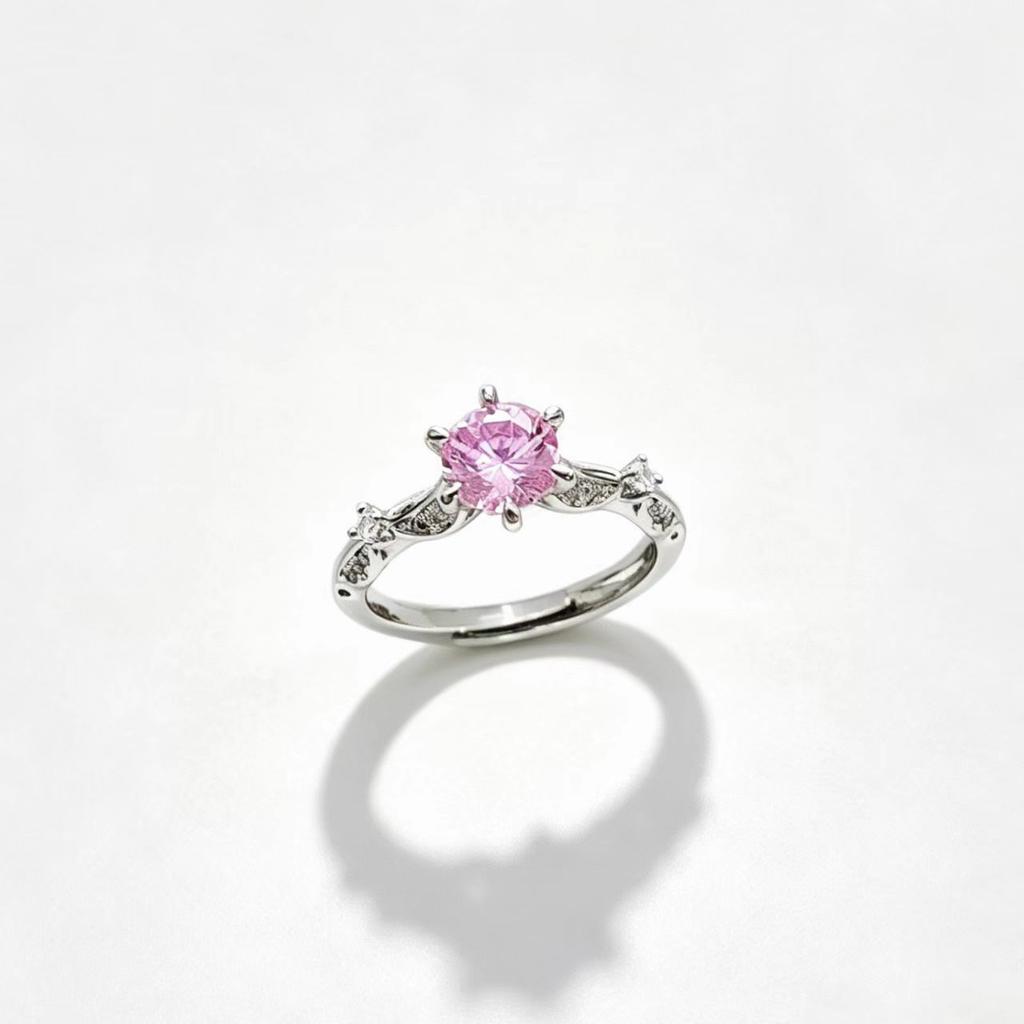 Handicraft Diamond Six-Claw Ring Niche Design Nurture Emerald Sapphire Ring