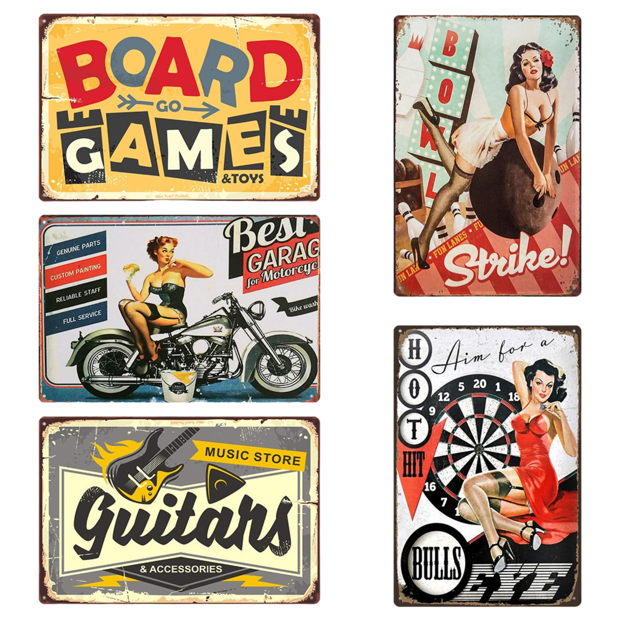 American Retro American Goods Interior Tin Sign MSW2578 Hobby B (5 pieces)