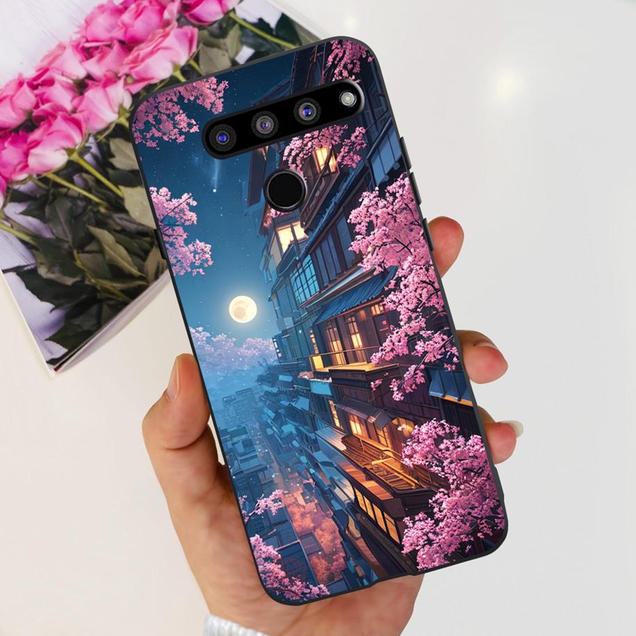 For LG V50 ThinQ 5G Case LM-V500EM Phone Cover Fashion Flower Butterfly Soft Silicone Back Cover For LG V40 V50s Thinq 5G Bumper