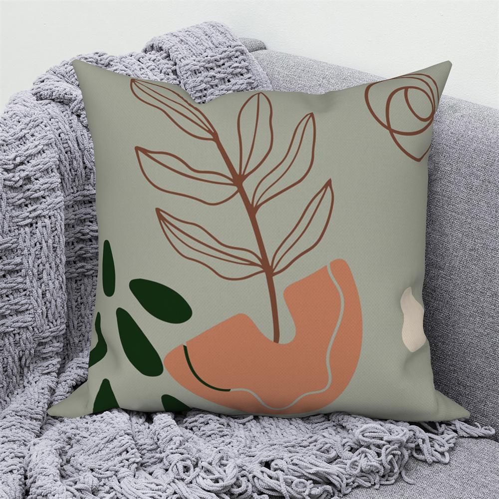Home Sofa Office Cushion Pillowcase Wholesale  Nordic Style Abstract Plant Floral