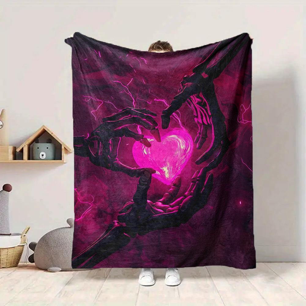1pc Skelelove Heartbeat Blanket, Lightweight Flannel Throw Blanket for Sofa, Bed, Travel, Camping, Living Room, Office, Couch, Chair, and Bed