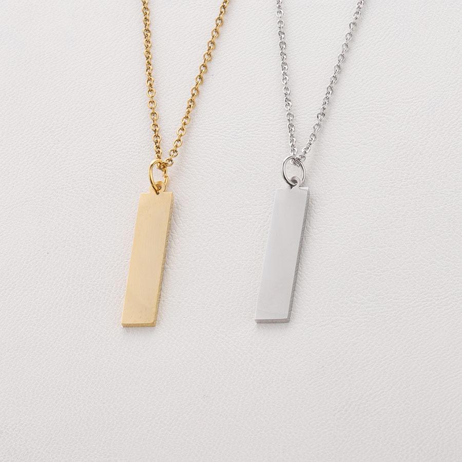 

Engravable Stainless Steel Geometric Bar Pendant Necklace