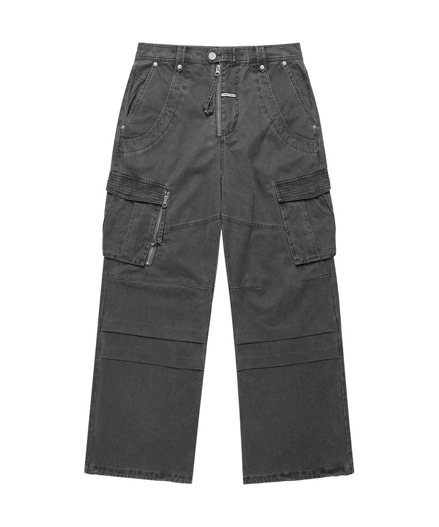 THEVINYLHOUSE Washed Military Cargo Pants Charcoal