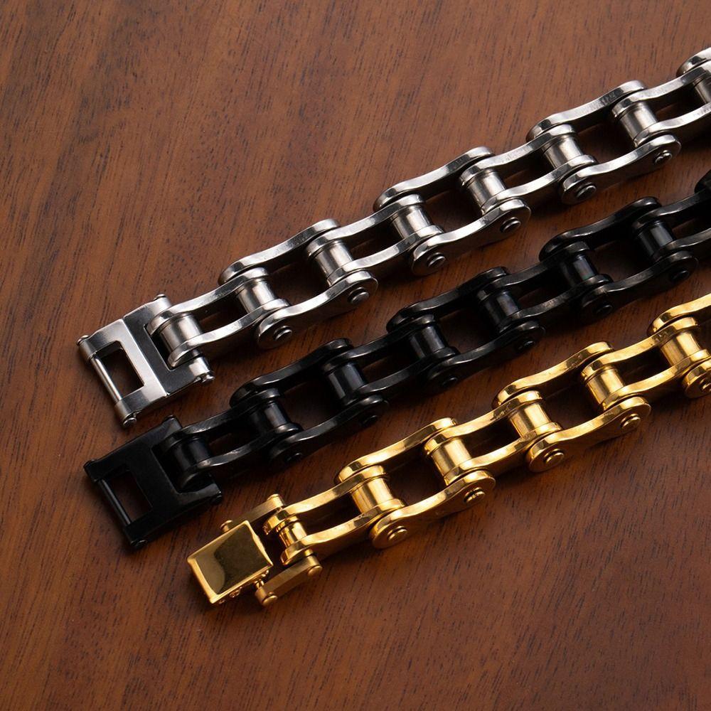 1Pcs Durable Steel Chain Bracelet 8.5" Fashion Men Bangle Retro Biker Bicycle Motorcycle Bangle Jewelry Accessory Gift