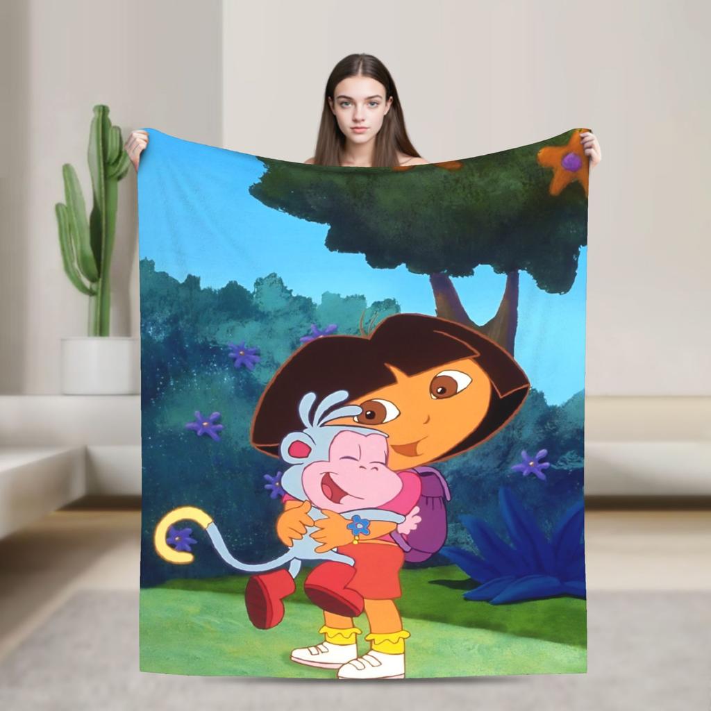Warm BlanketChild Decorative Cartoon D-Dora The E-Explorer Adventure Throw Blanket For Outdoor Comfortable Sofa Bed Cover