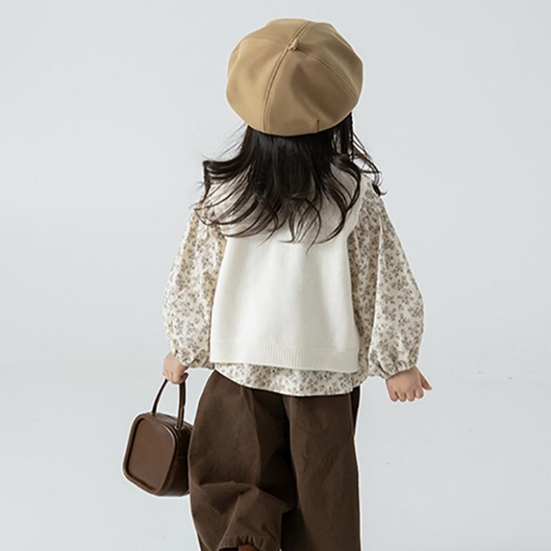 Béret Fille Bébé Chapeau de Peintre Laine Enfants Chapeau Octogonal Couleur Unie Chapeau Enfant