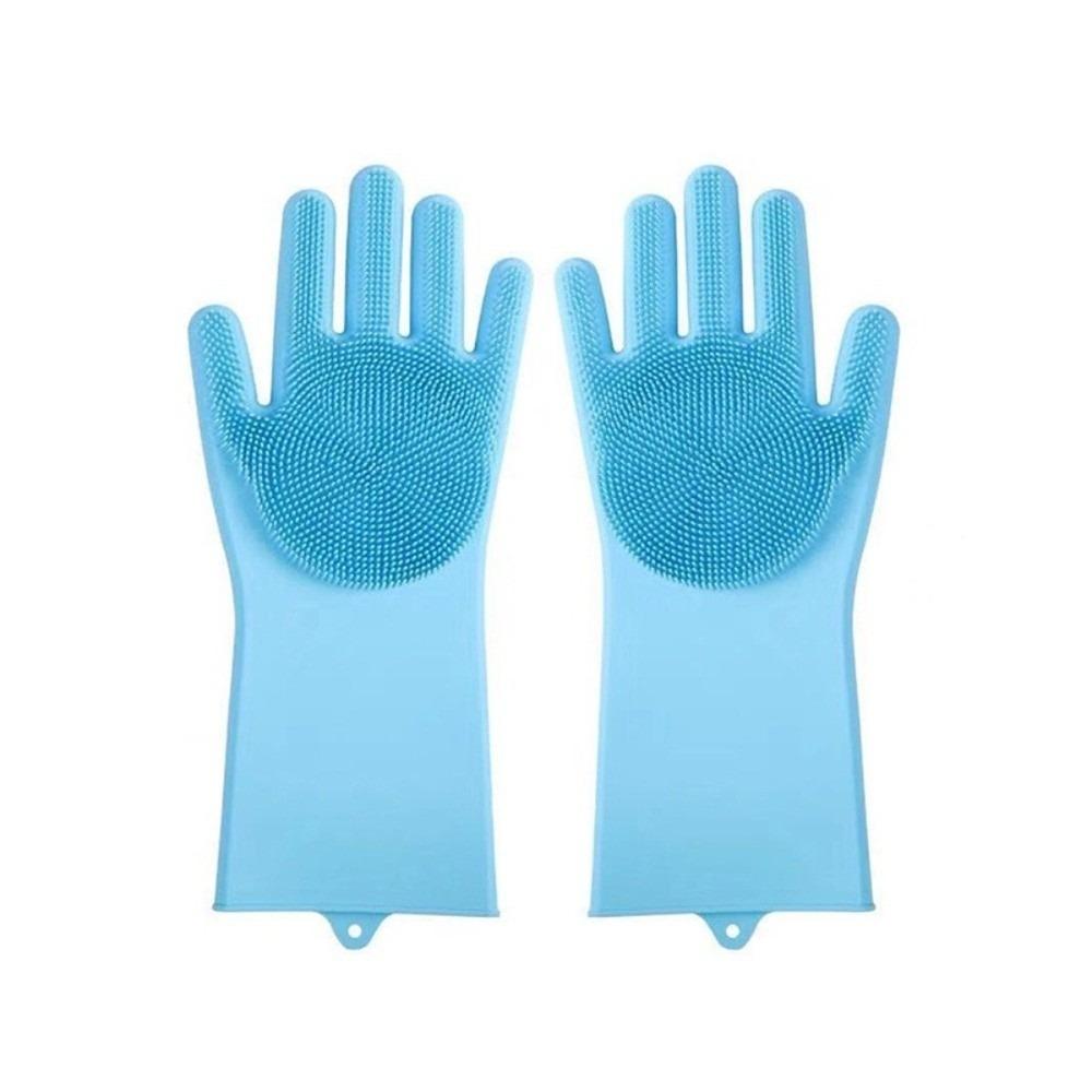 Silicone Cleaning Gloves Multifunctional Hair Removal Glove Pet Care Dishwashing Gloves Cat синий