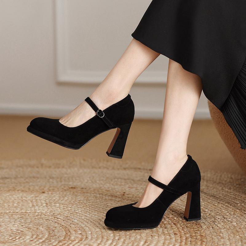 

. Туфли-лодочки на толстом каблуке, женские туфли с круглым носком и неглубоким вырезом, одинарные туфли, весенне-осенние новинки, французские туфли Мэри Джейн с ремешком на подъеме 41