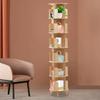 6 Tier Rotating Bookshelf W/ Legs, Tall Rotating Bookshelf Tower Revolving Bookcase Standing Book Shelf Wood Bookcase Round