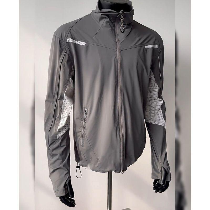 American Spliced Ice Silk Sun Protection Jacket Men Summer Stand Collar Thin Jacket Breathable Outdoor Use