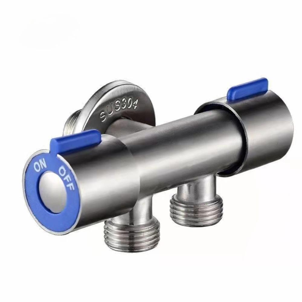 

Нержавеющая сталь 304 Одинарный кран холодной воды 1 вход 2 выхода Угловой клапан для ванной комнаты и туалета С двойным выходом для стиральной машины Водопроводный кран G1/2