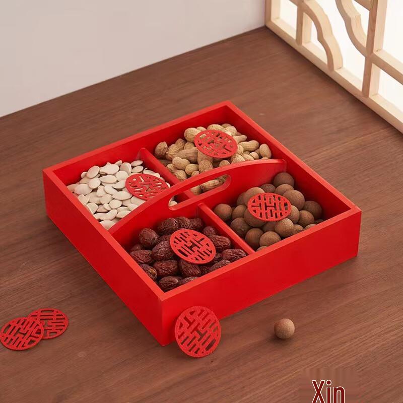 Red Wooden Wedding Blessing Decorative Basket