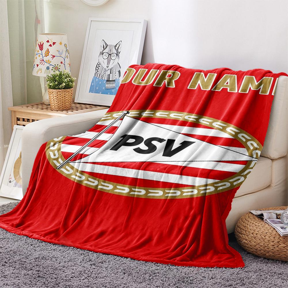 1PC Custom Name PSV Eindhoven Patterned Flannel Blanket Suitable For All Seasons for Home Decor Warmth and Comfort Gifts Holiday Present