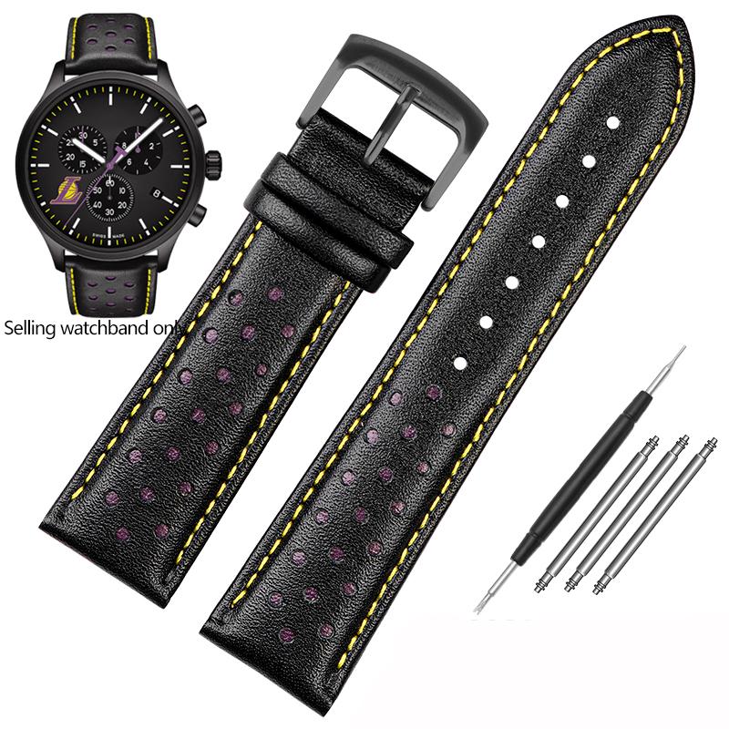 New Genuine Leather Watchband for Tissot 1853 Special T116 Strap T116617 Warriors Knights Lakers Band Heuer Men's 22mm Bracelet