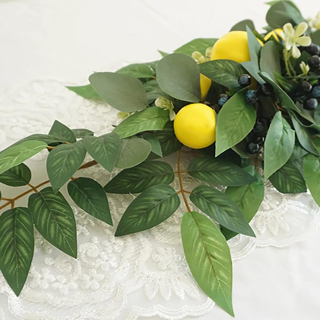 Artificial Lemon Berry Wreaths Rattan Wreaths Garlands Flower Swag Spring Fruit Wreath Natural Materials Wall Xmas Ornaments